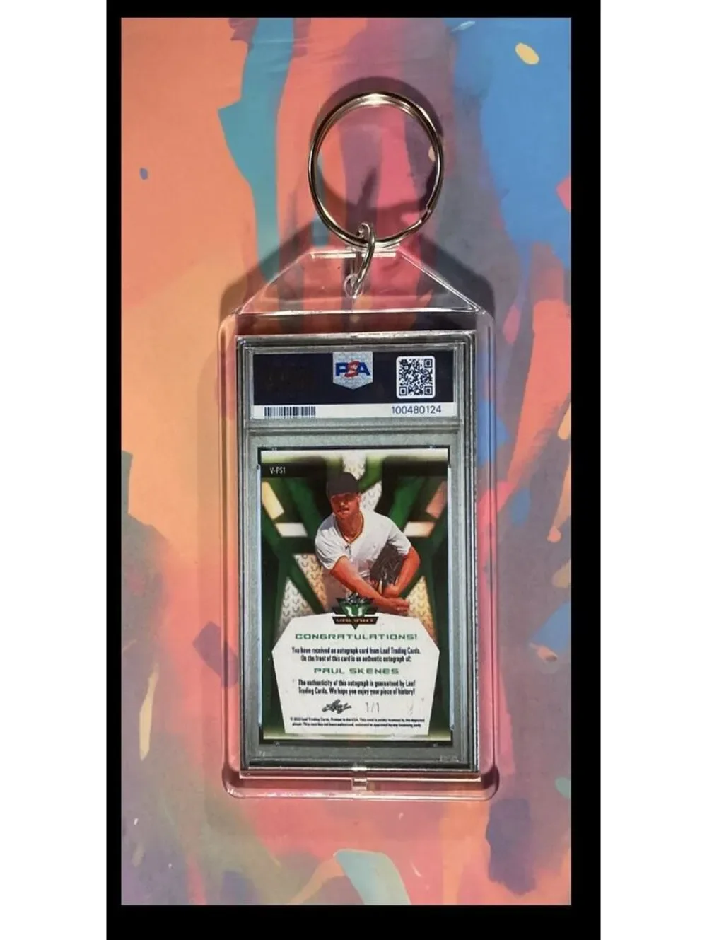 3043 Paul Skenes 2023  Leaf Eclectic Gold SuperFractor Auto Keychain